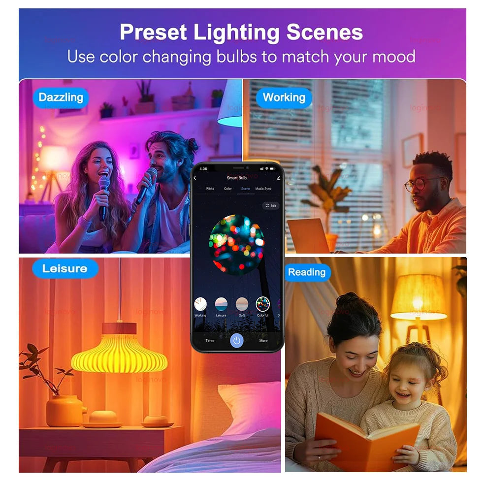Tuya Smart E27 LED Bulb 15W 20W 110V 220V Bluetooth/WiFi RGB Dimmable Light Bulbs Led Lamp For Alexa Google Home Smart Life App