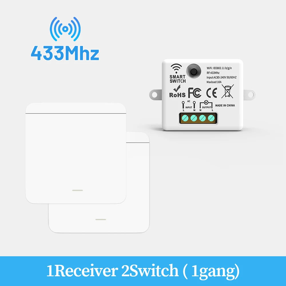 SIXWGH Wireless Light Switch Set 1/2/3Gang 433Mhz Push Button Home Remote Controller 10A 110V 220V For Led Light Lamp