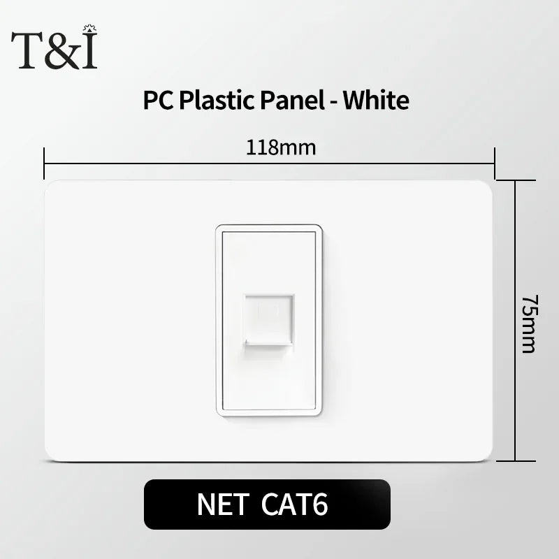 118 PC Plastic Panel Socket USB Type-C 20W Fast Charging Italy Chile Smart Wall Outlet Plug White Light Switch Home Office