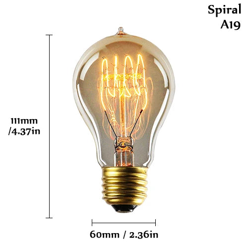 Retro Edison Bulb E27 220V 40W Light Bulb A60 ST64 T10 T45 G80 G95 Filament Vintage Ampoule Incandescent Spiral Lamp
