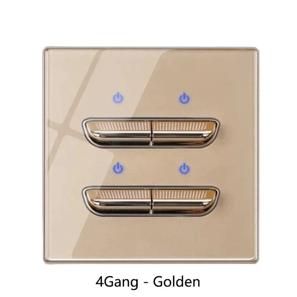 Glass Touch Switch Tempered Crystal Panel 1/2/3/4 Gang Wall Light Switches Sensitive LED Backlight Metal Push Button 110V 220V