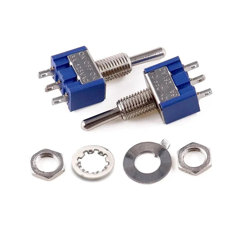 10PCS SPDT Mini Toggle Switch ON-Off-ON/ON-ON MTS202 203 Miniature Power Button Switch AC125V/6A Rocker Switch MTS-102 103