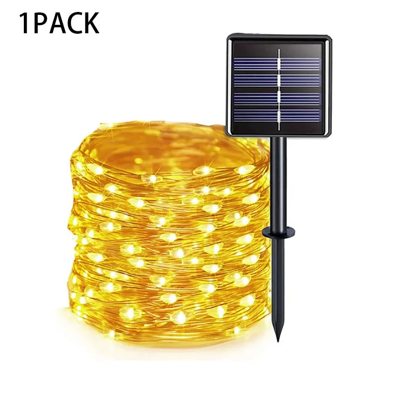 102M/52M/32m/22m/11m/7m Solar LED Light Outdoor Festoon Waterproof Garland String Lights Street Garland for Wedding Party Decor