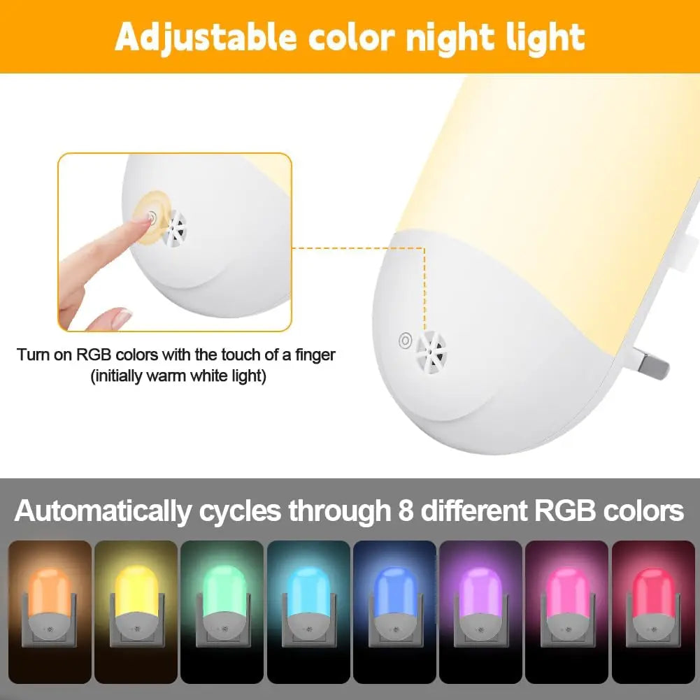 Baby Night Lamp Warm LED Bedside Lamp with Plug-in Wall Remote Control  Kawaii Room Decor RGB Multicolor Light