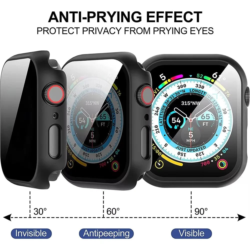 Privacy Glass+Case For Apple Watch 10 42mm 46mm Tempered Anti-Peeping Screen Protector Cover For iWatch series 10 Accessories