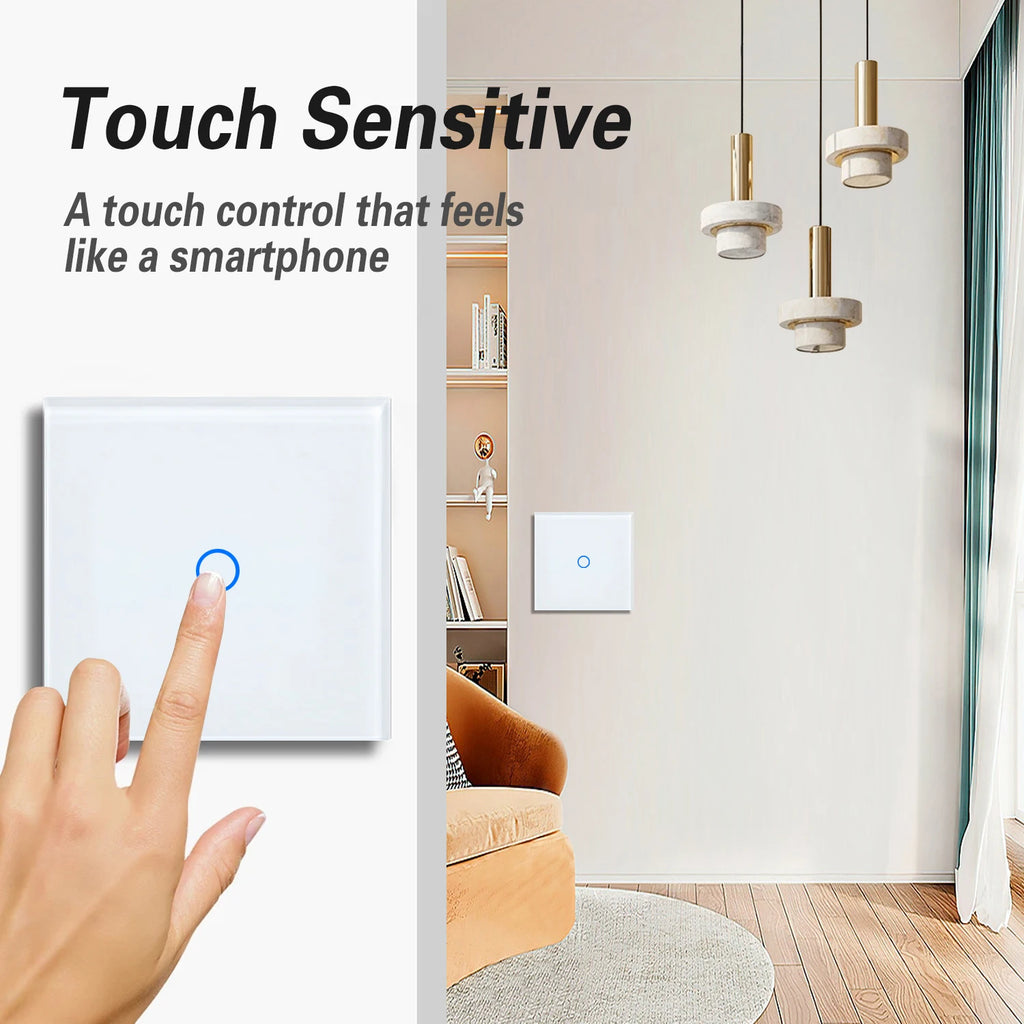 1/2gang 2way Dual Switch Wall Touch Switch EU Standard Light Switches For Staircase Bedside Switches Bedroom 240V No Wifi