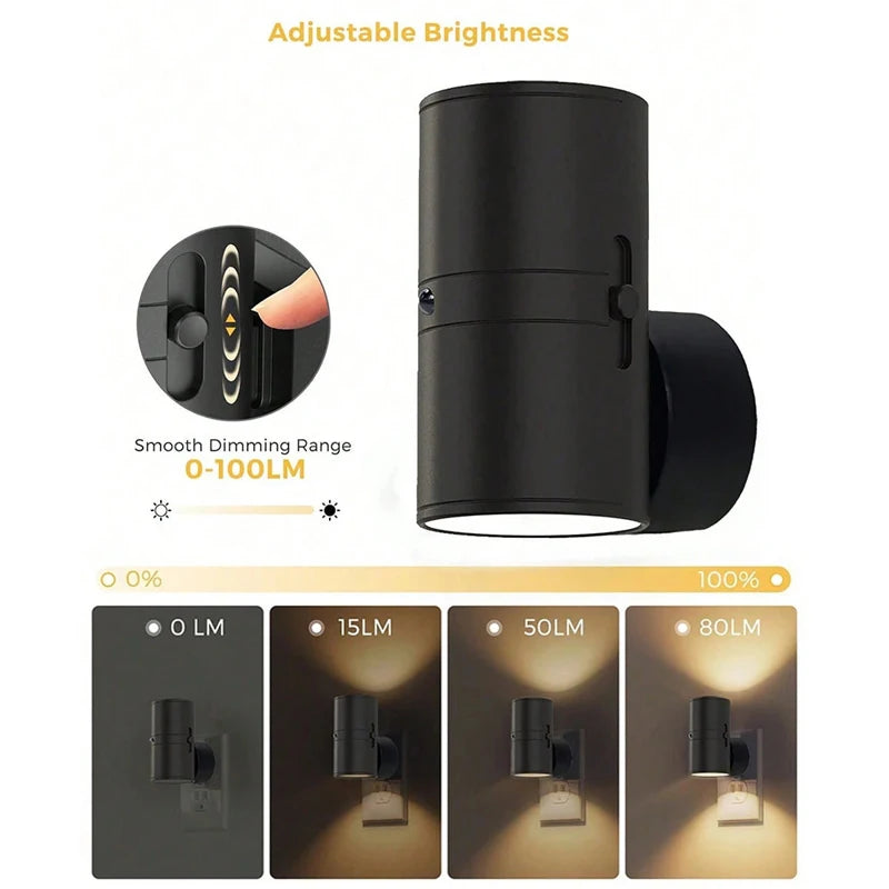 LED Night Light Plug in Dusk to Dawn Sensor Adjustable Brightness Dimmable Night Lights for Kitchen Hallway Bedroom Stairs