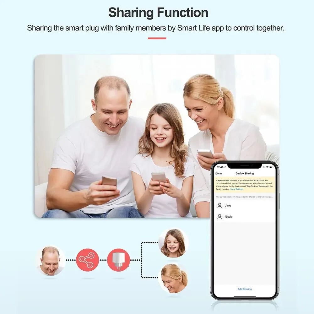 JSPTEC Smart EU Plug Matter WiFi Socket 16A Timer Outlet Support  Apple Homekit with Google Home Alexa