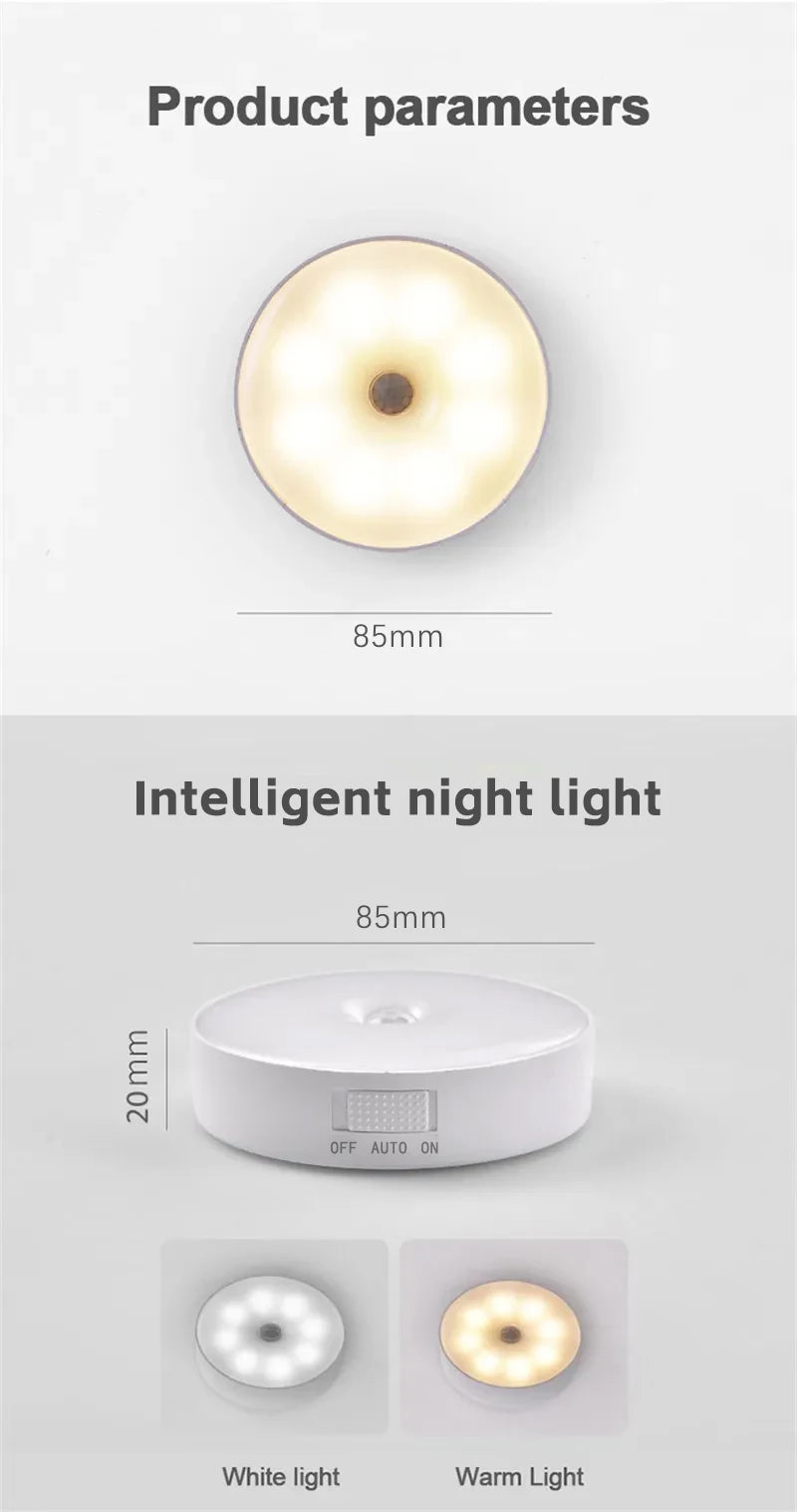 LED Night Lamp Human Body Sensor Automatic Lighting Type-C Charging Wireless Magnetic Magentic Night Light Smart Light Bathroom