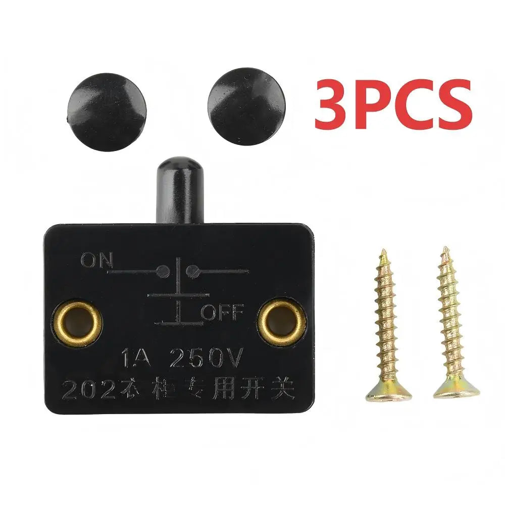 1/3PCS AC 250V Push Switches Door Switches Auto Switche Closet Light Switche Cabinet Door Switche Automatic Reset Push Switches