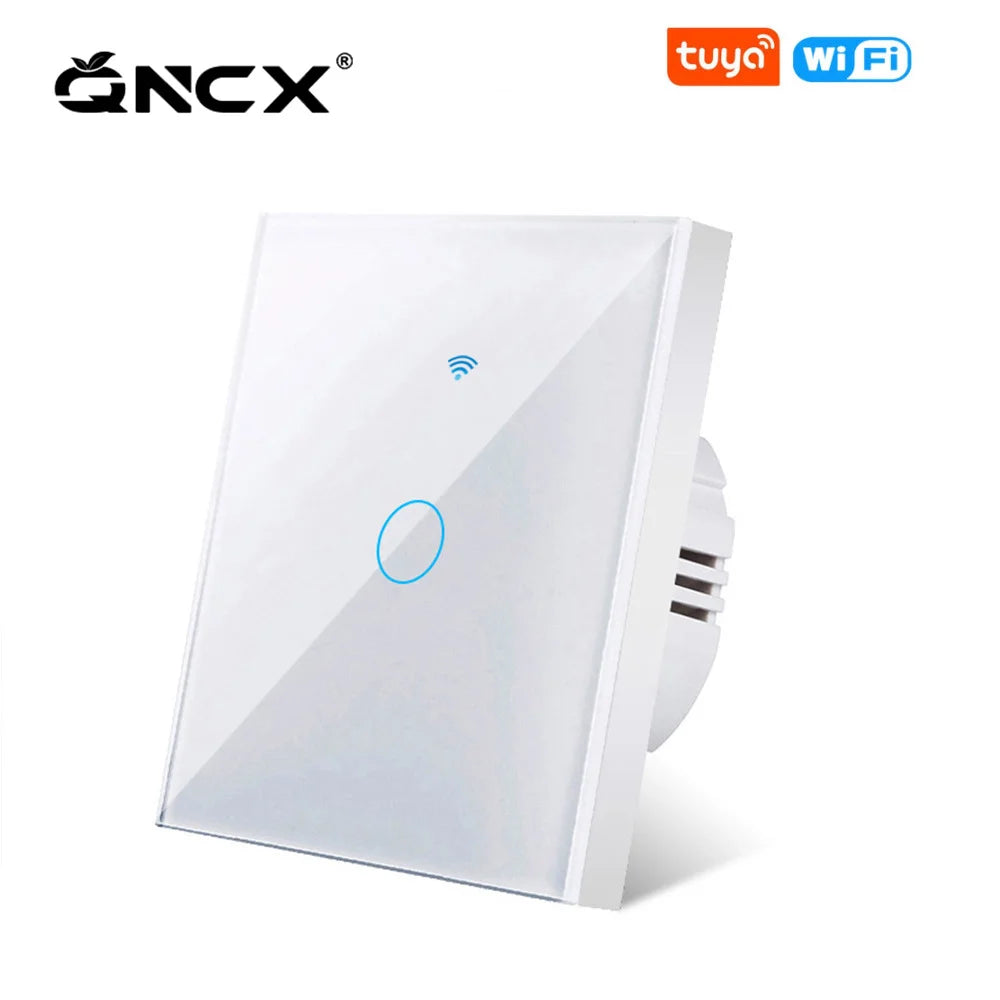 WiFi Smart Light Touch Switch Tuya Smart Life Glass Panel EU Wall Switch No Neutral Wire Smart Home For Alexa Google Home
