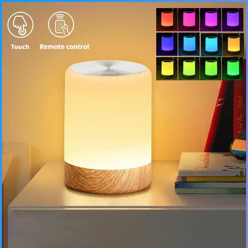 16 Colors Night Light Smart Touch Bedside Table Lamp RGB USB Rechargeable Desk Lamp Bedroom Decoration Gift Dining Table Light