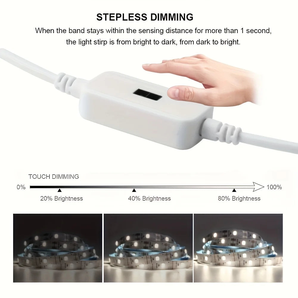 1M DC 5V Night Lights Lamp USB Gesture Sensor Dimmable 60 LEDs/m Strip Lights TV Backlight Kitchen Hand Sweep Waving Tape Diode