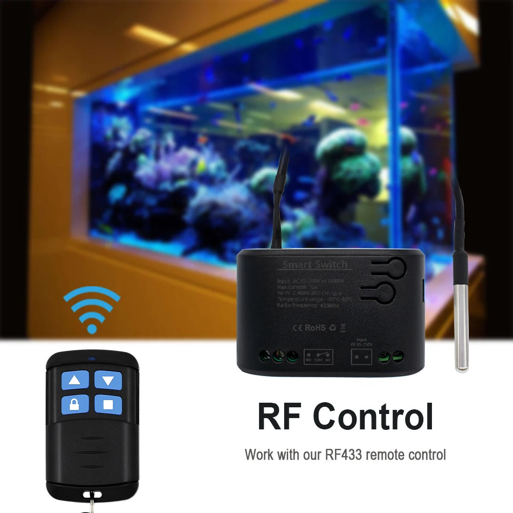 Wifi Temperature Sensor Tuya Smart Wifi Rf433 Intelligent Thermostat Switch 10A Data Monitoring Alexa Google Home Compatible
