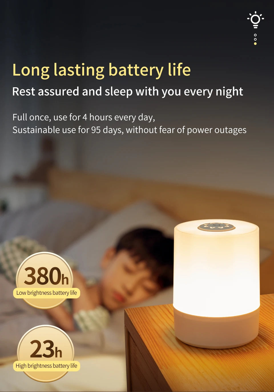 Touch Night Lamp USB LED Lamp Remote Control Switch Rechargeable Three Colors Lights Bedroom Portable Table Bedside Night Lamp