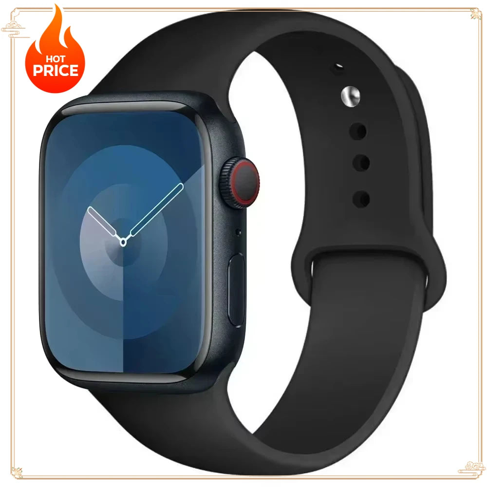 Original Silicone Strap for Apple Watch Band 38/40/41/42/44/45/46MM 49mm Bracelet for Iwatch Serie 10 9 7 4 5 6 8 SE Ultra 2 3