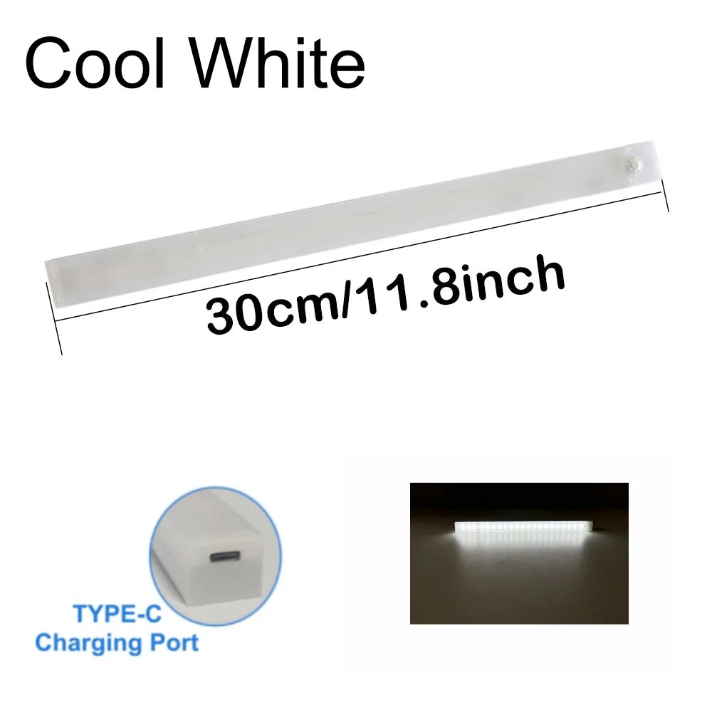 Motion Sensor  Bar  Light Type C Rechargeable Light  LED Magnetic attraction Night Light  for Kitchen Bedside Wardrobe bookcase