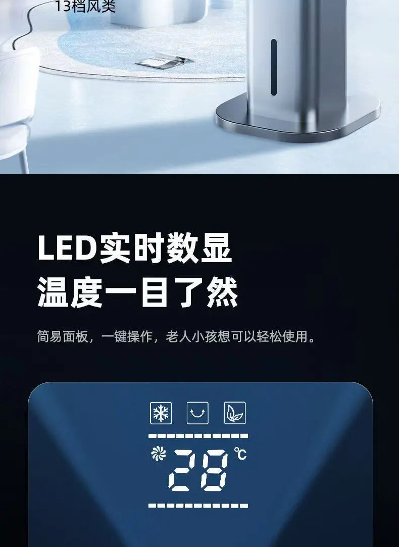 【Cool & Warm Air Cooler】: Smart Voice-Controlled, Water-Cooled Tower Fan with Cooling & Heating Functions