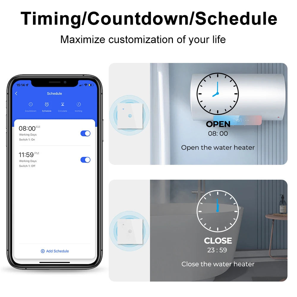 Tuya 40A Smart Water Heater Boiler Switch WiFi Air Conditioner Controller APP Remote Timing Works With Alexa Alice Google Home