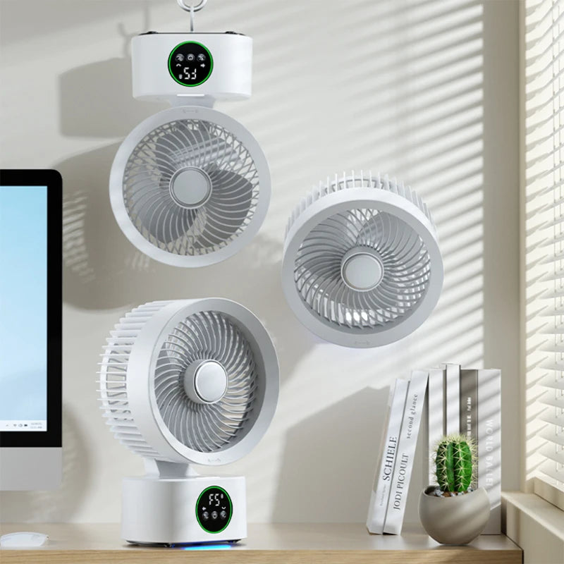 Smart Voice USB Fan Air Circulation Timer Fan Portable Night Light Function Fan, For Outdoor Travel And Student Dormitories