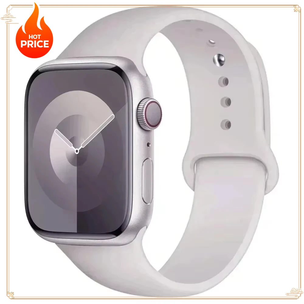 Original Silicone Strap for Apple Watch Band 38/40/41/42/44/45/46MM 49mm Bracelet for Iwatch Serie 10 9 7 4 5 6 8 SE Ultra 2 3