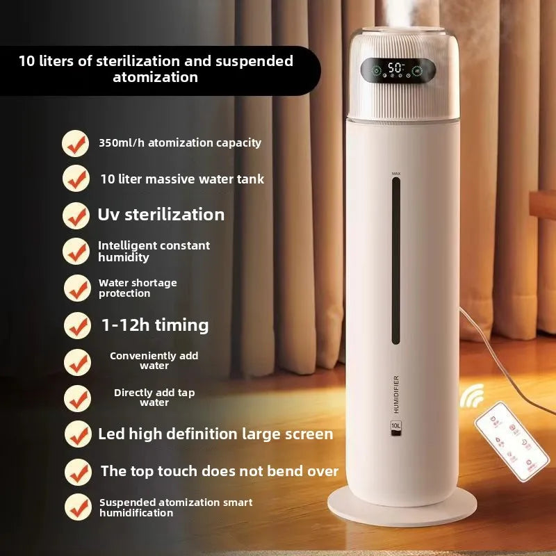 10L Smart Humidifier for Home Ultra-Quiet, Auto Shut-Off Quiet Humidifier For Baby Nurse Suitable for Bedroom/Living Room/Office