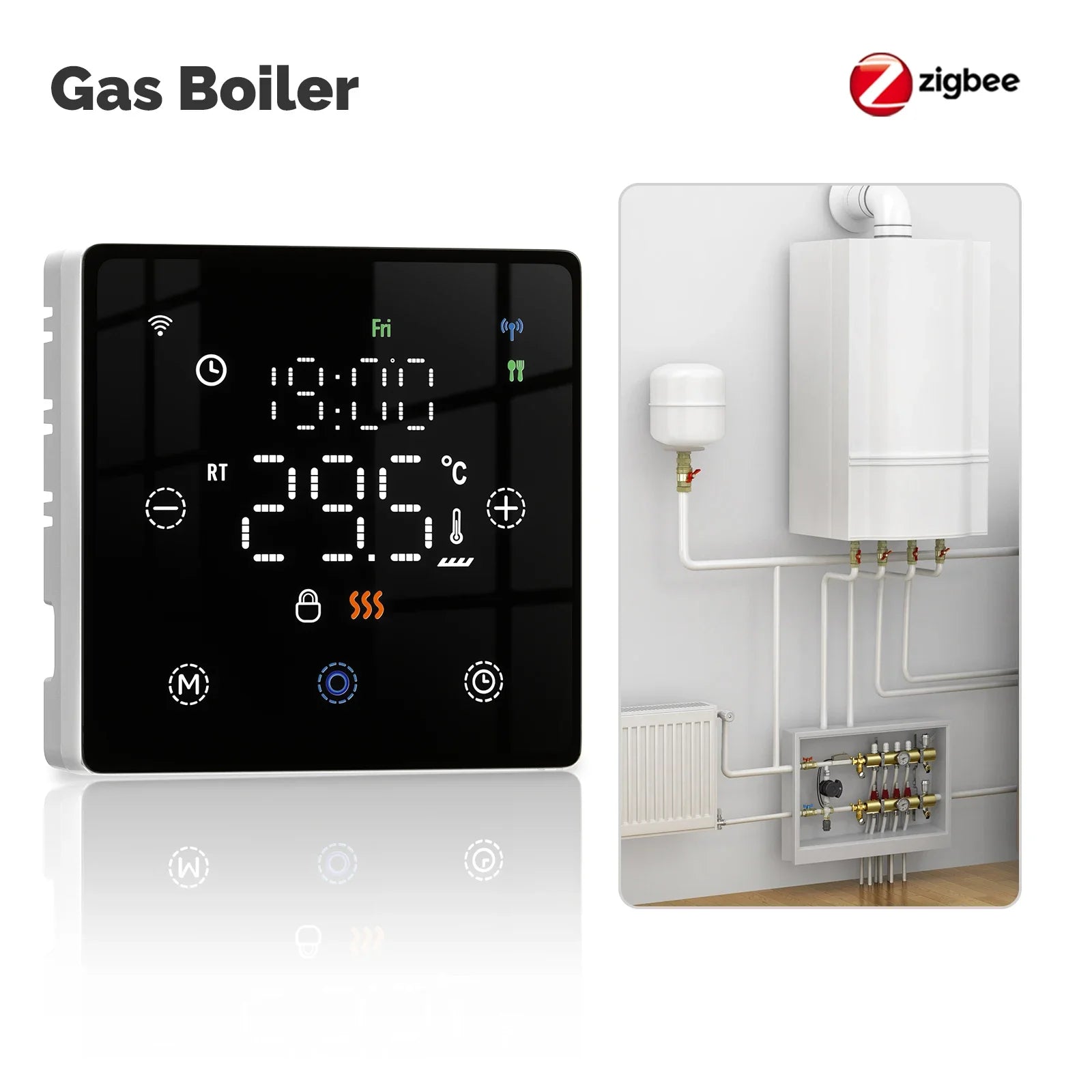 MOES Tuya WiFi/ZigBee Smart Thermostat Battery-Powered Thermoregulator Gas Boiler Temperature Controller by Alexa Google Home