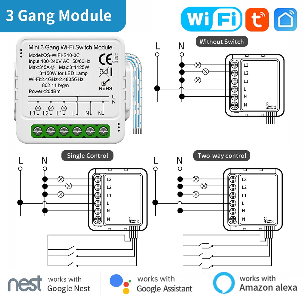 TNCE Tuya Switch Light Curtain Dimmer WIFI Zigbee, Smart DIY MINI Module, Roller Blinds Shutter Breaker, voice alexa google home