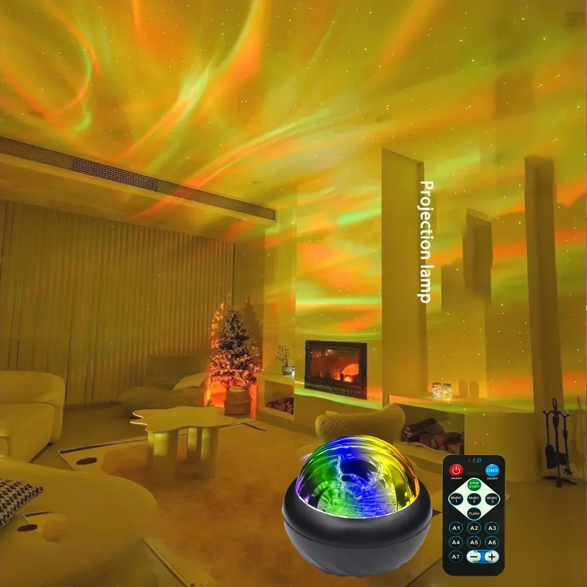 Mystic Aurora LED Sphere - USB Remote Control, Adjustable Brightness Christmas Decoration, Multi-color Northern Lights Projector