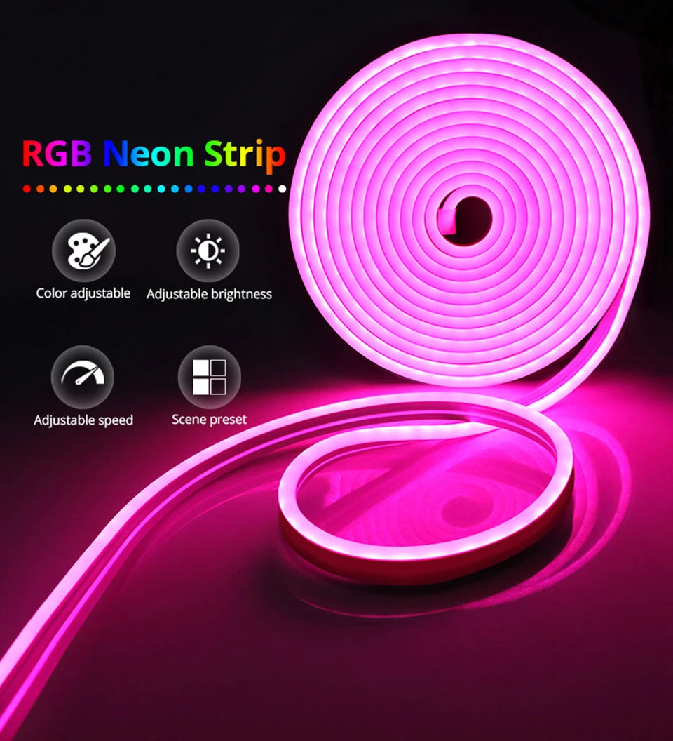 2/3/5m Popular Zigbee RGB Controller Tuya APP Remote Control LED Neon Strip Lights for Room Romantic Atmosphere Deocrative Lamp