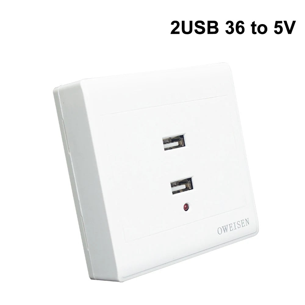 2/4 Ports USB Electrical Socket Wall Mounting Charger Station Power Adapter Plug Outlet 36V 220V to 5V for Home Office Use
