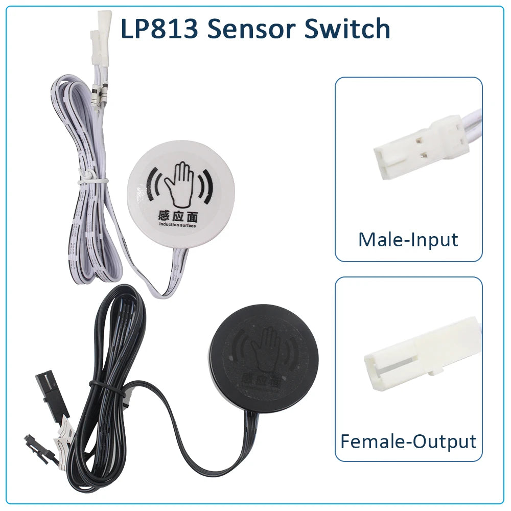 Penetrable 25mm Wood Touch Sensor LED Light Switch 5V 12V 24V 60W Hand Sweep Dimmable Touch Dimmer for Mirror Cabinet Shelf Lamp