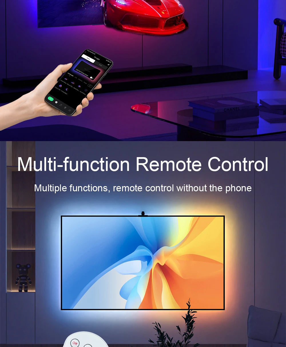 Immersion TV Backlights with Camera, Smart Ambient TV Strip Light RGB Synchronization Ambient Led Strip Light Lamp Camera Room