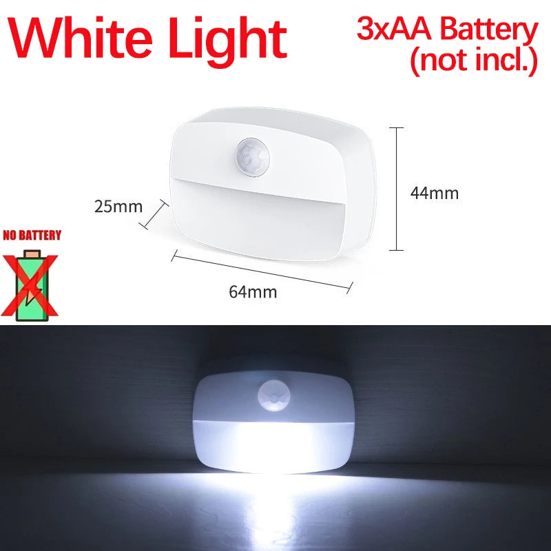 Auto ON/OFF LED Smart Night Lamp Under Cabinet Light PIR Motion Sensor Kitchen Bedroom Light for Night Cupboard Closet Stairs