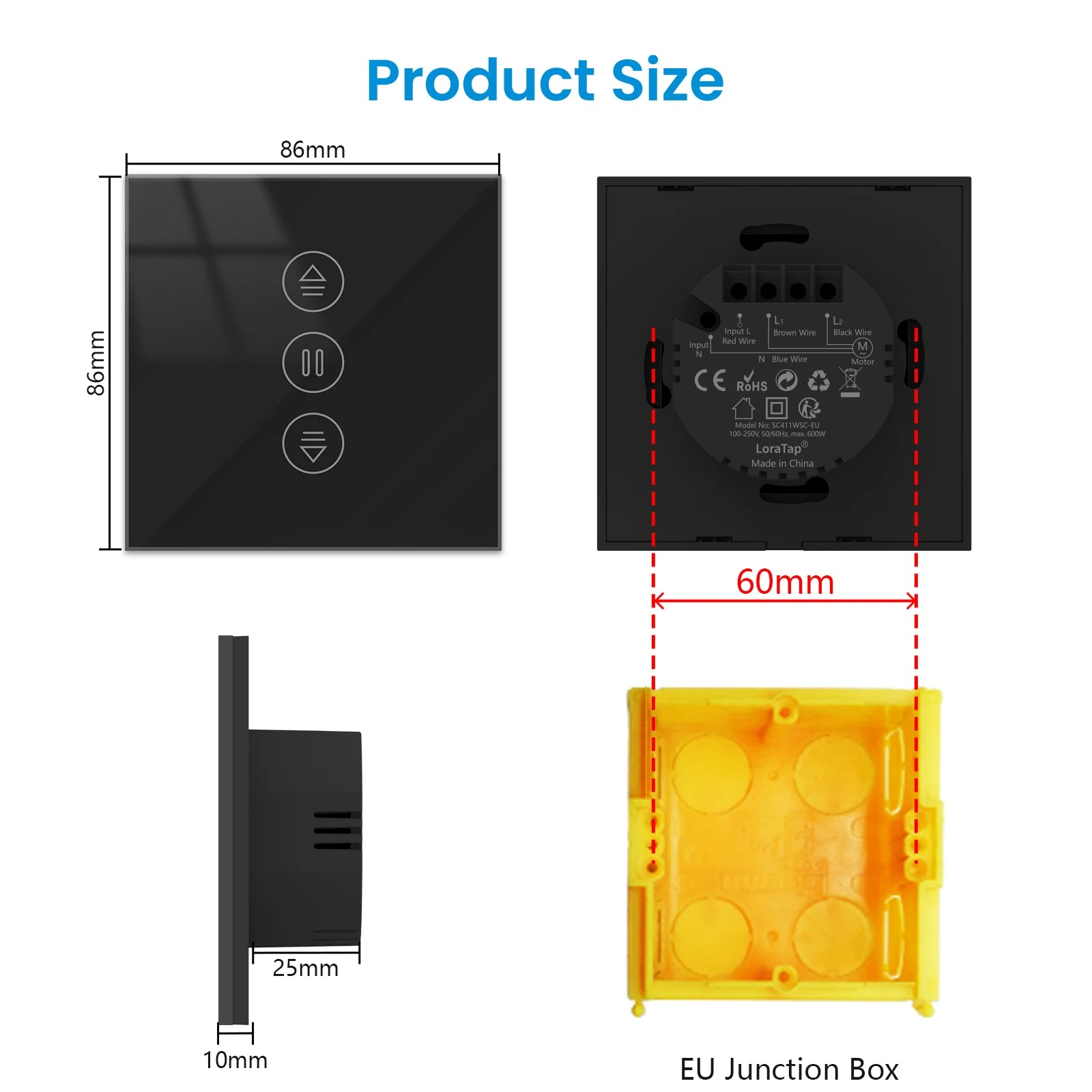 LoraTap Tuya Roller Shutter Touch Panel Switch Smart Life App Remote Progress Bar Settings Voice Control via Google Home Alexa