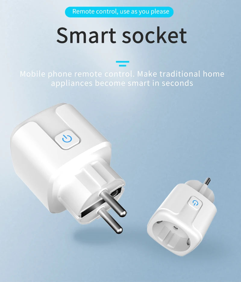 Tuya WiFi Smart Plug (European Standard), compatible with Alexa and Google Assistant, with energy consumption monitoring