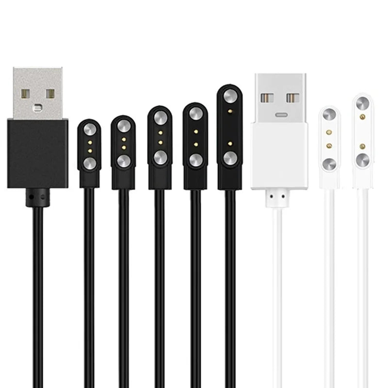 2 Pin Strong Magnetic USB Charge Cable Black/White Universal Smart Watch Charging Line Cord Rope Compatible With Various Devices