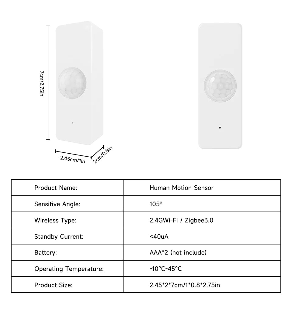 Tuya Smart Home WiFi Zigbee PIR Motion Sensor Infrared Detector Security Alarm APP Notification Works With Alexa Google