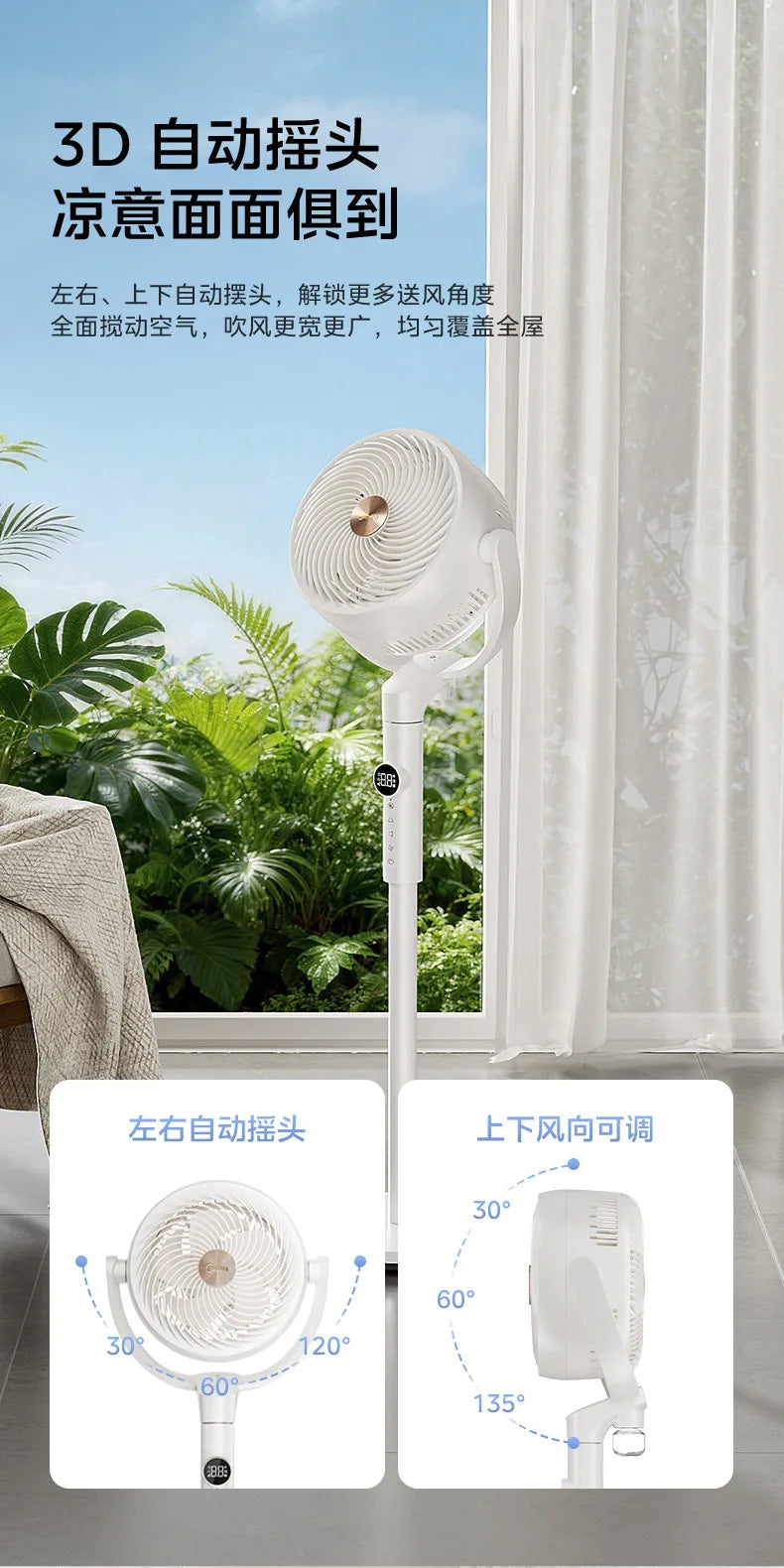 Smart Voice DC Inverter Air Circulator Fan, High Wind Mosquito Repellent Fan for Home Bedroom Baby Use