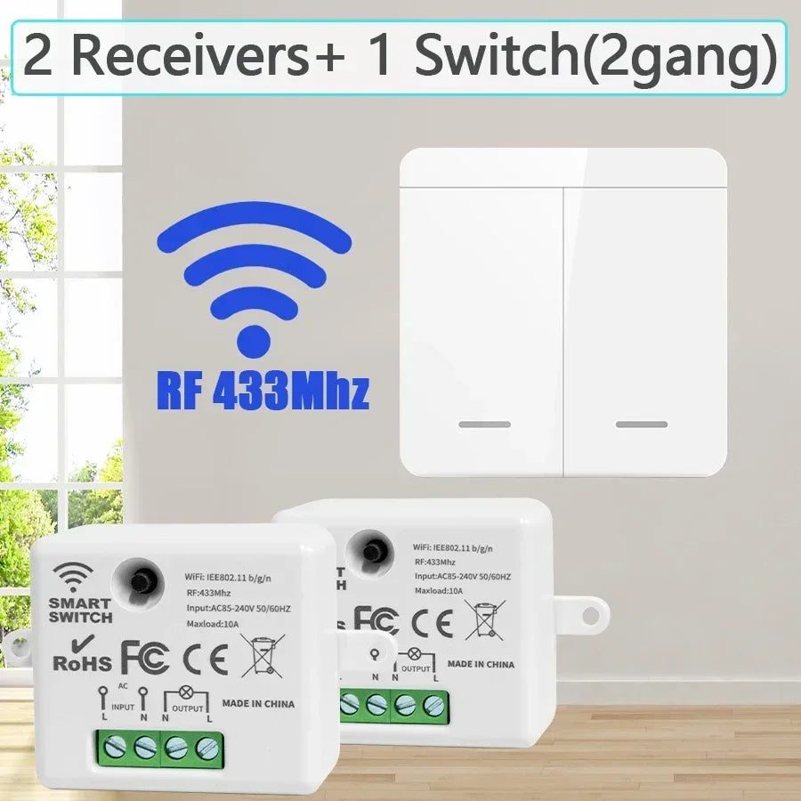 Wireless Wall Light Switch 433Mhz 1/2/3 Wall Light Panel Switch LED Interrupter Switch for Lighting 110V 220V Wireless Control