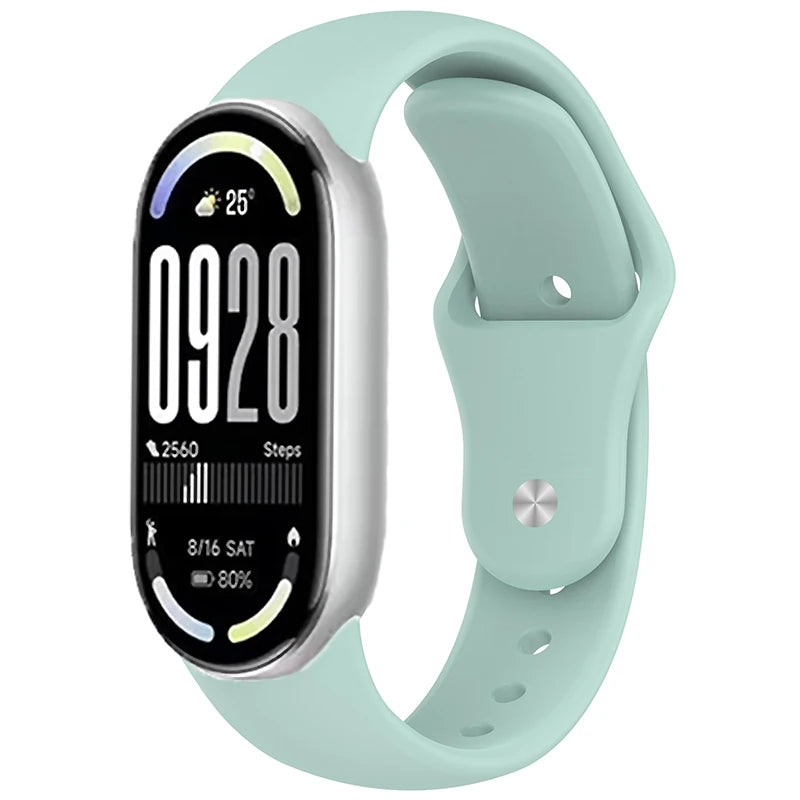 Soft Silicone Strap for Xiaomi Mi Band 10 9 8 NFC Smart Watch Sport Replaceable Bracelet Correa for Mi Band 10 Breathable Strap