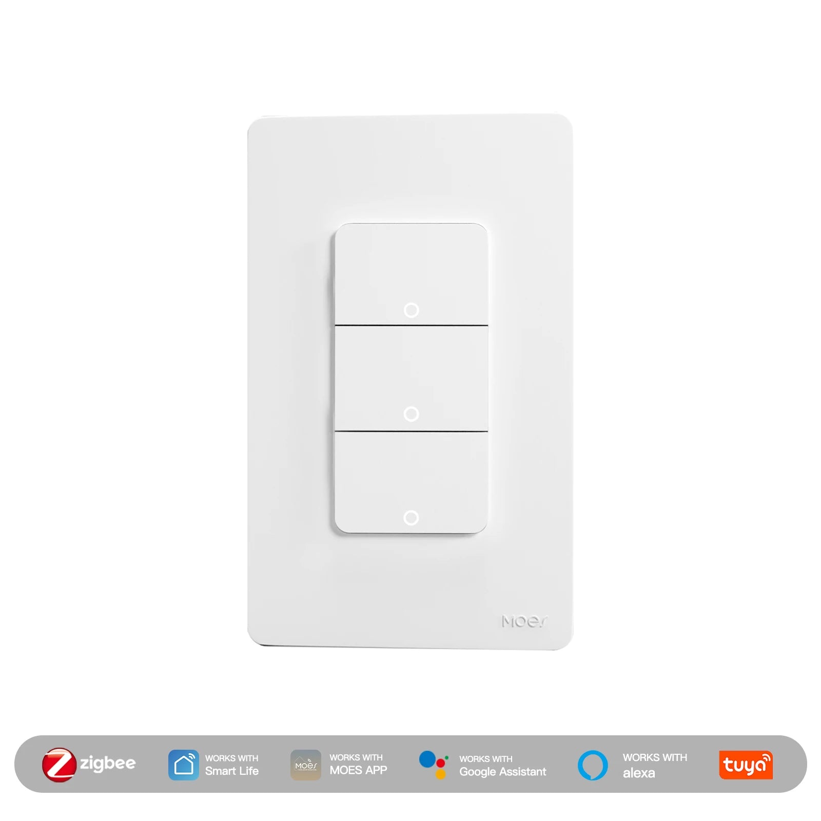 MOES Tuya ZigBee Smart Light Switch US Push Button Wall Switch Work With Alexa Google Home Neutral Wire/No Neutral Wire Required