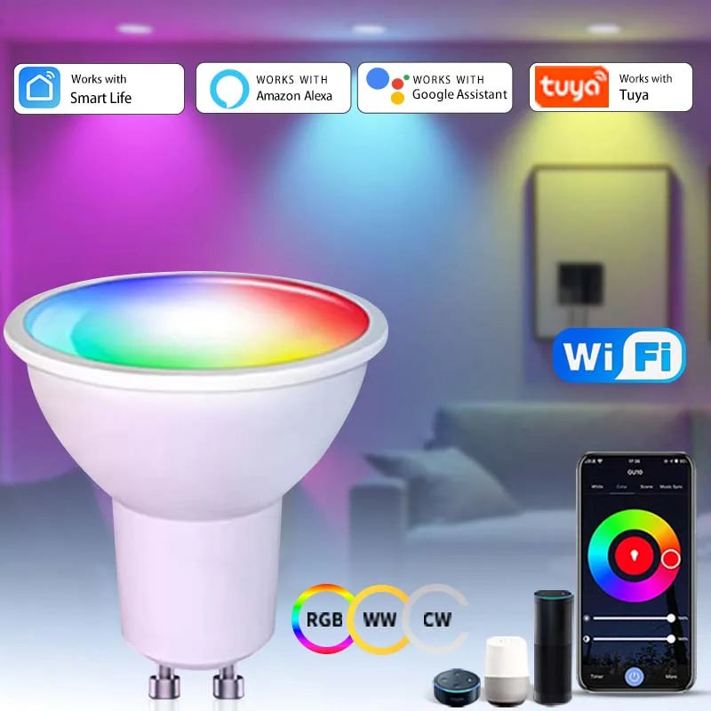 5W 7W 9W 220V 110V Tuya Smart WiFi GU10 LED Bulb Spotlight Alexa Lamp RGBCW Smart Life APP Control Works With Alexa Google Home