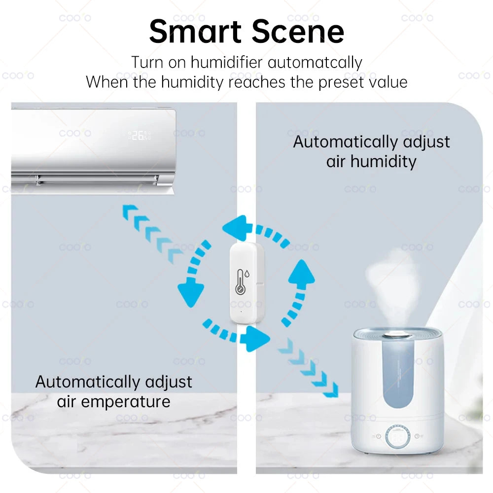 Tuya Zigbee Temperature Humidity Sensor Smart Home Indoor Thermometer Hygrometer App Monitoring work with Smart Life Zigbee2mqtt