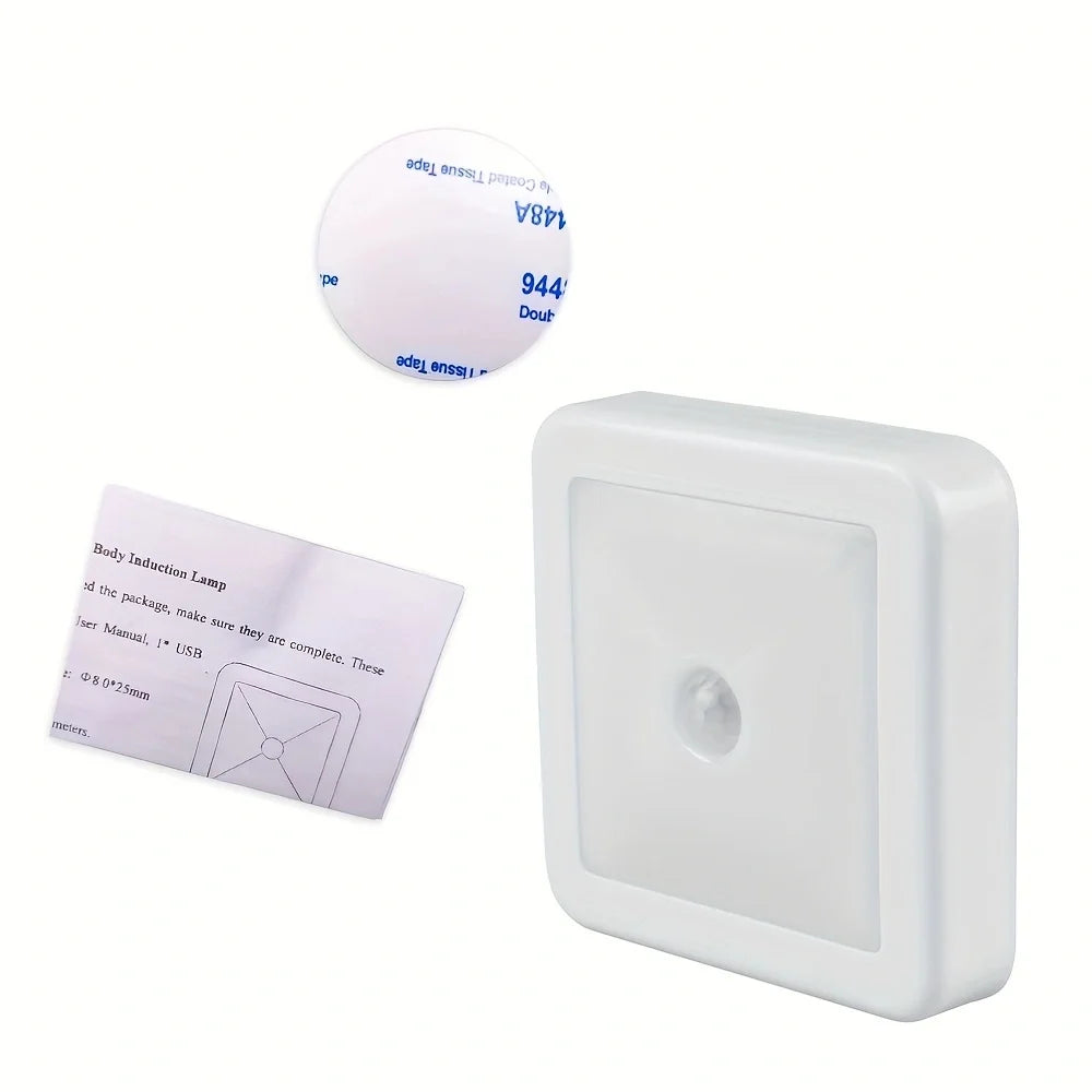 1pc 6-LED motion sensor night light, square induction lamp, LED wall lamp, office interior decoration light, office staircase