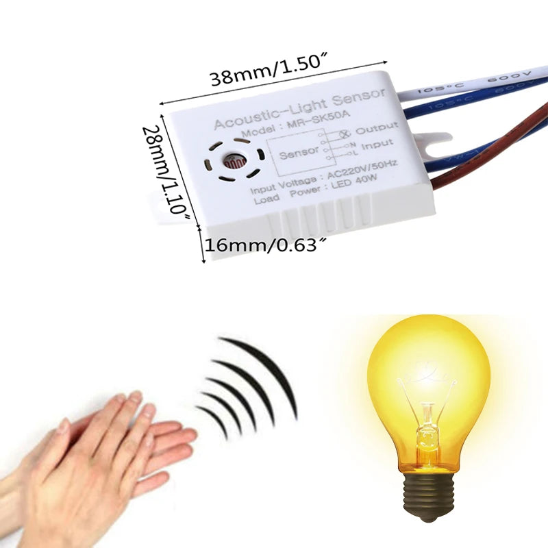 1PC Light Sensor Switch Detector Sound Voice Sensor Intelligent Auto on Off Smart Home Control for Corridor Bath Warehouse