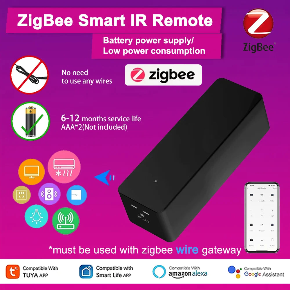 Tuya Zigbee IR Remote Control Smart Wireless Universal for TV DVD Air Conditioner Work with Google Assistant Alexa Smart Life