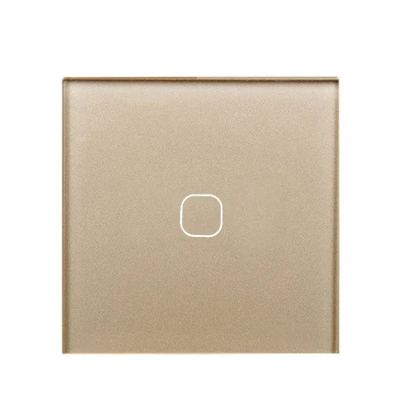 Touch Switch EU/UK Standard White Crystal Glass Panel Touch Switch, AC220V,1 Gang 1 Way, EU Light Wall Touch Screen Switch