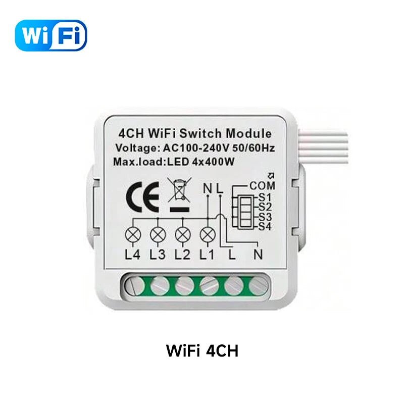 Tuya WiFi/ZigBee Mini Smart Switch 1/2/3/4 Gang Support 2-way Voice Control via Smart Life APP Alexa Google Assistant