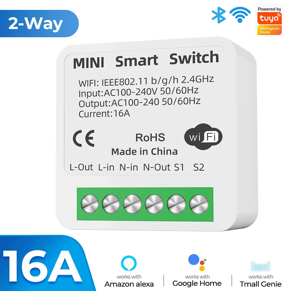 Zigbee / WiFi Smart Switch with Power Monitor 16A Tuya Smart Home Improvement Breaker 2-way Control Voice for Alexa Google Alice